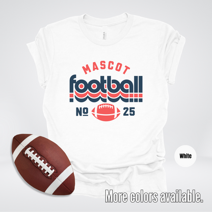 Custom Mascot & Number - Red & Blue Retro - Football Design 5 T-Shirt