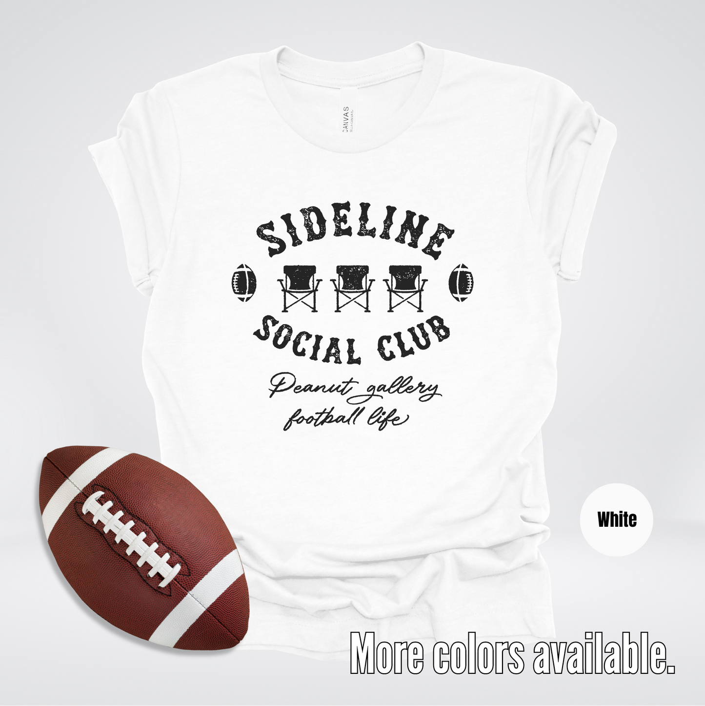 Sideline Social Club Peanut Gallery Football Life Black Design T-Shirt