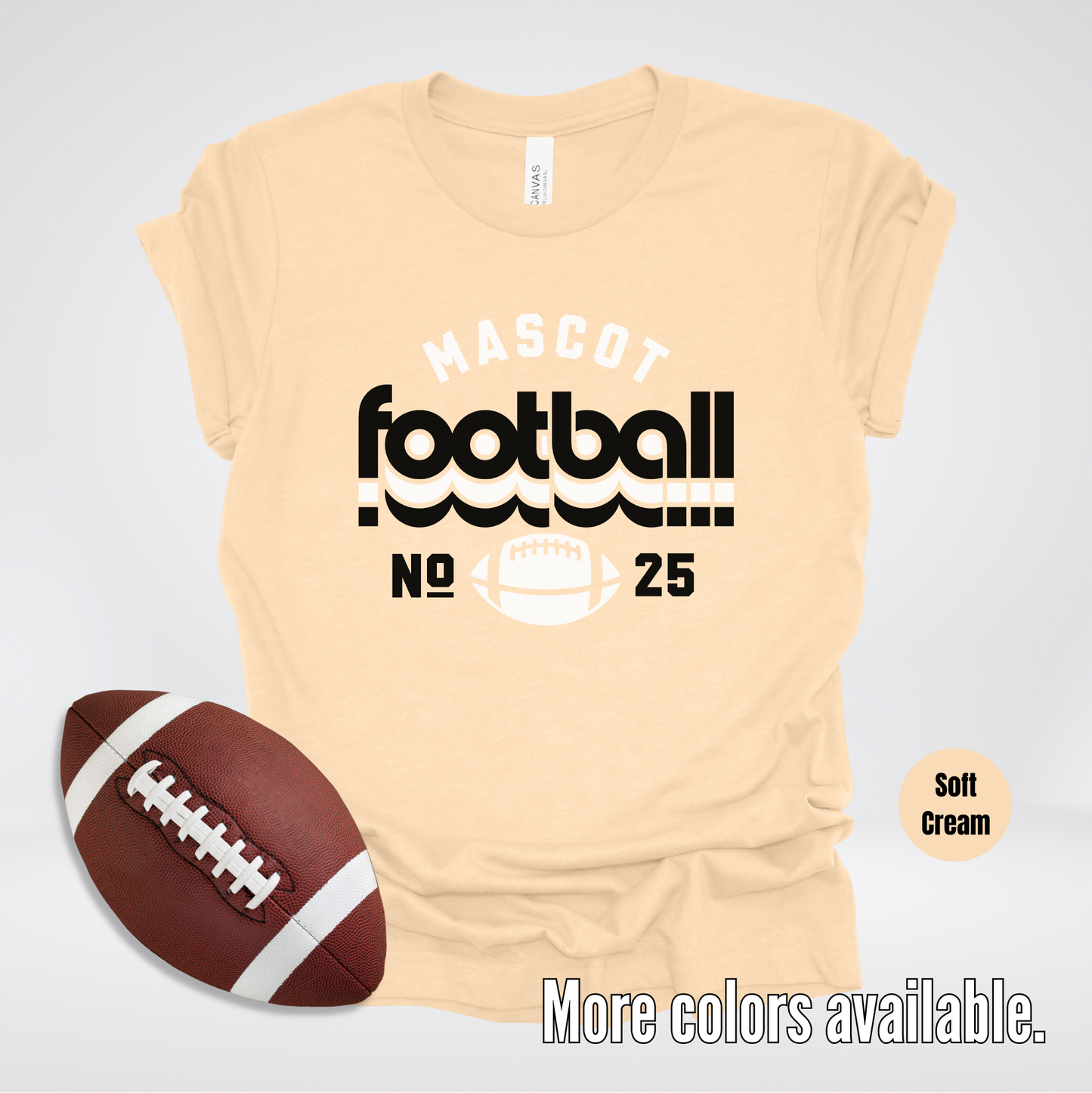 Custom Mascot & Number – Black Retro - Football Design 10 T-Shirt