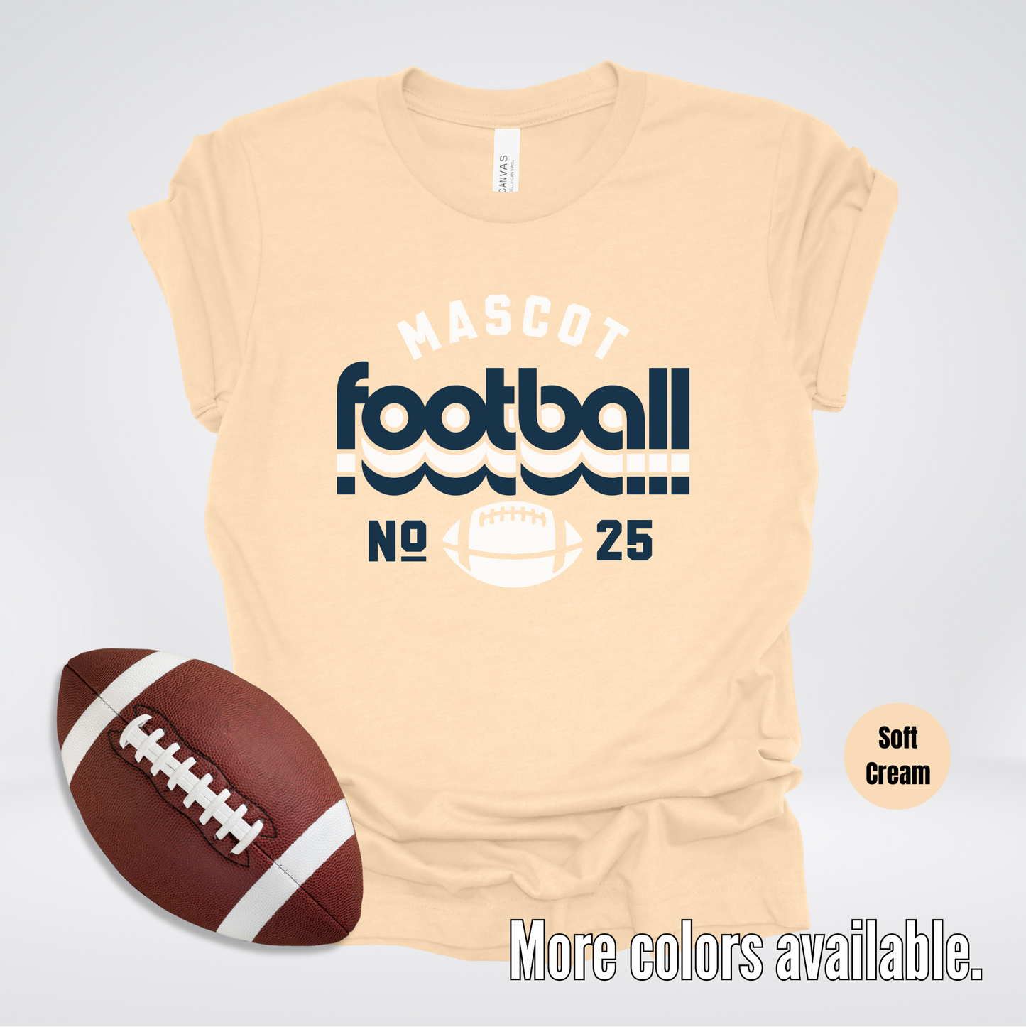 Custom Mascot & Number – Navy Retro - Football Design 7 T-Shirt