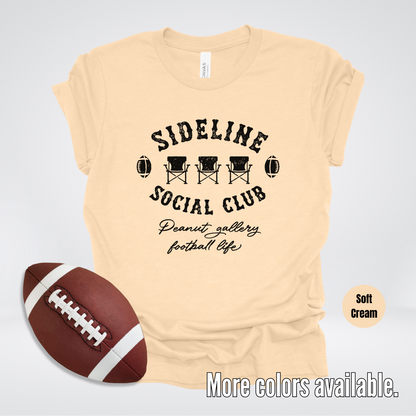 Sideline Social Club Peanut Gallery Football Life Black Design T-Shirt