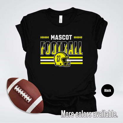 Custom Mascot & Number - Yellow - Football Design 4 T-Shirt