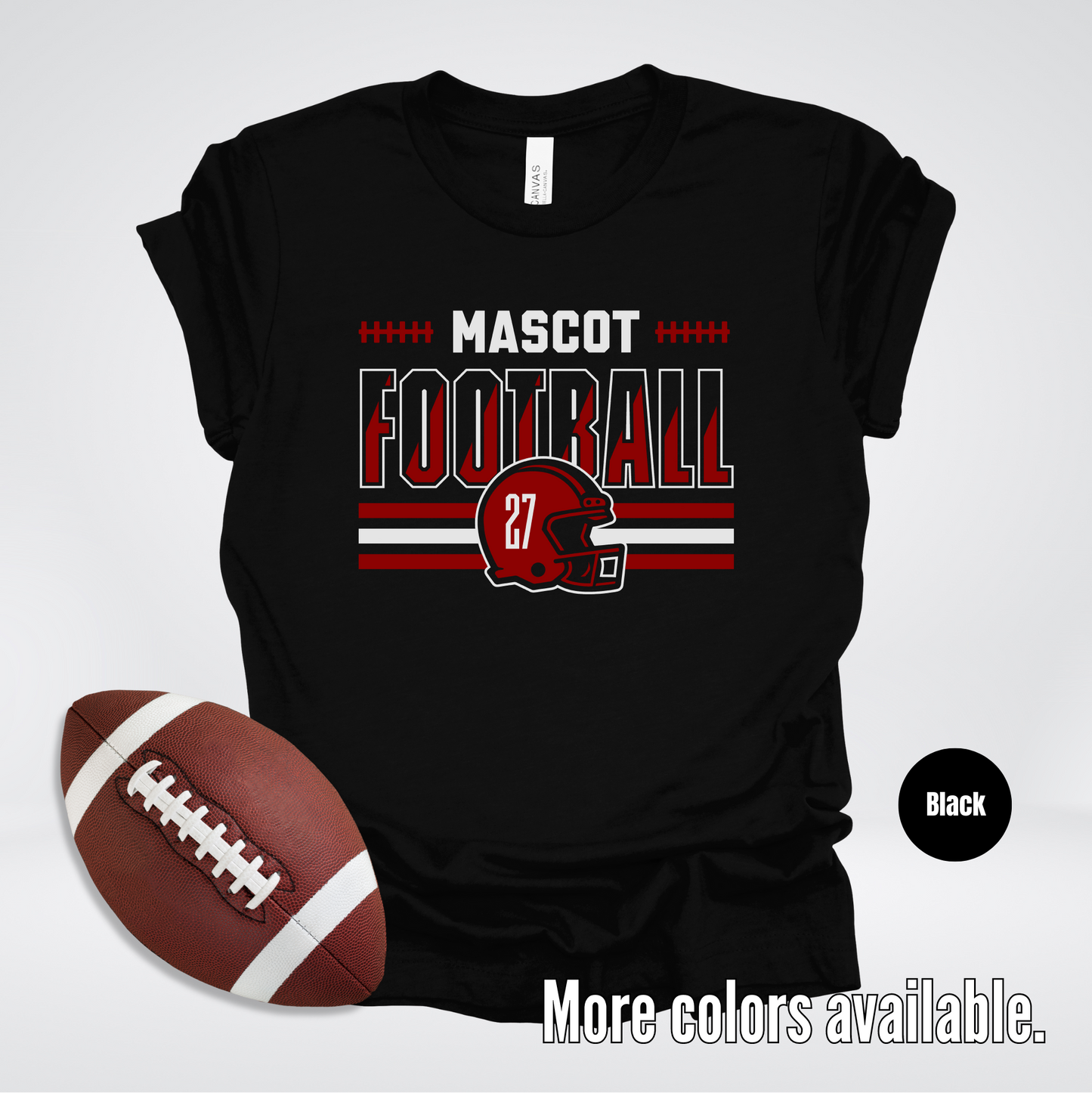 Custom Mascot & Number - Maroon - Football Design 6 T-Shirt