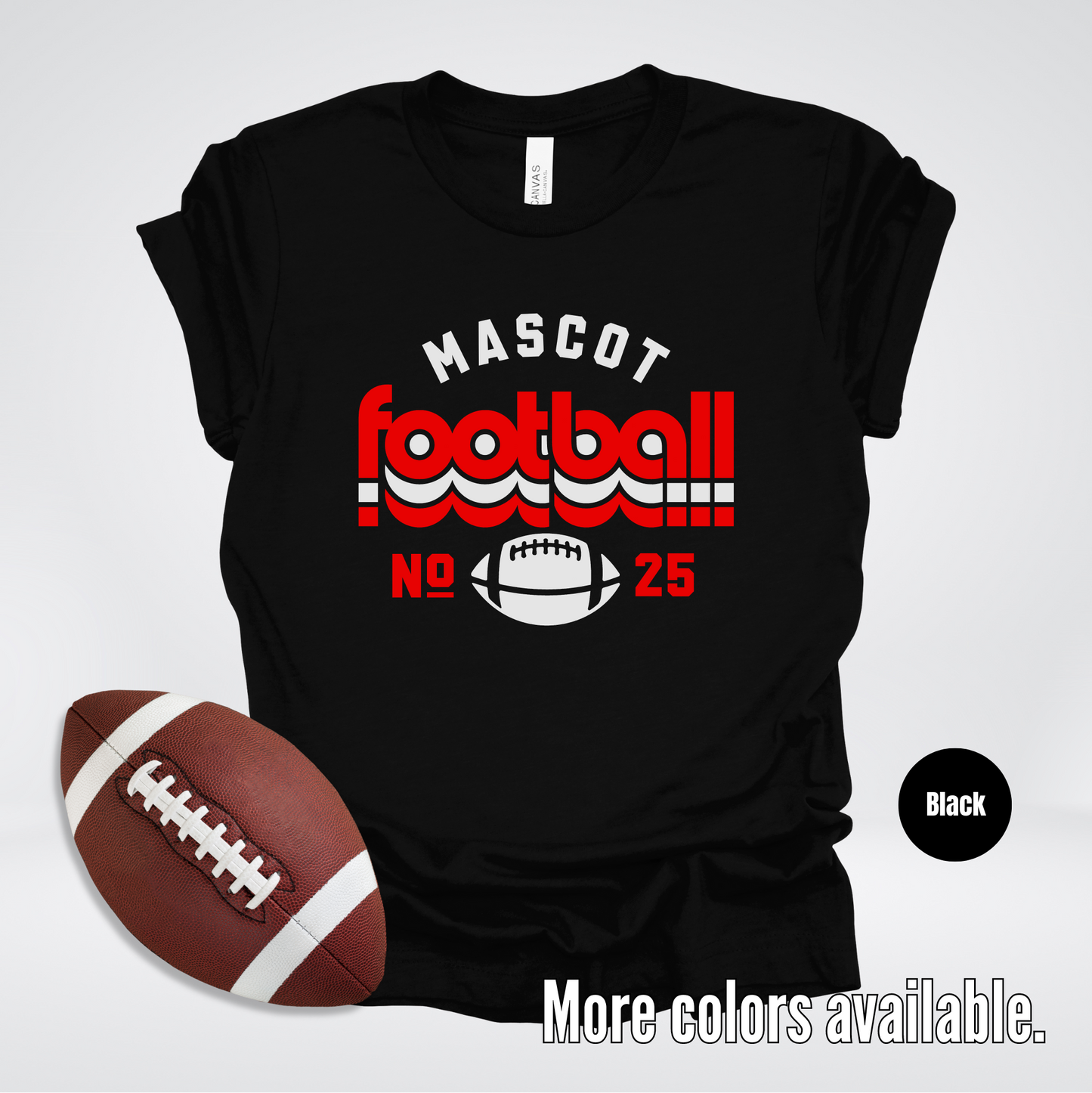 Custom Mascot & Number – Red Retro - Football Design 8 T-Shirt