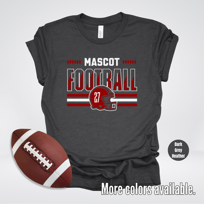 Custom Mascot & Number - Maroon - Football Design 6 T-Shirt