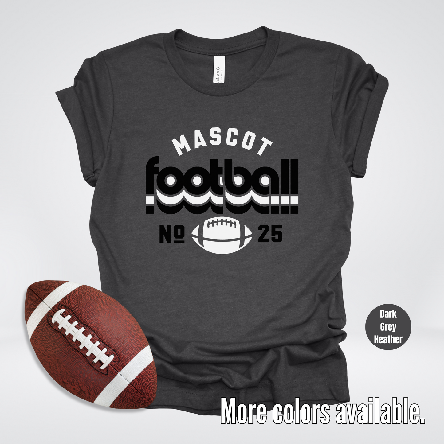 Custom Mascot & Number – Black Retro - Football Design 10 T-Shirt