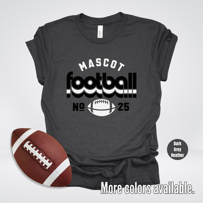 Custom Mascot & Number – Black Retro - Football Design 10 T-Shirt