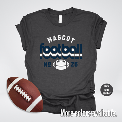 Custom Mascot & Number – Navy Retro - Football Design 7 T-Shirt