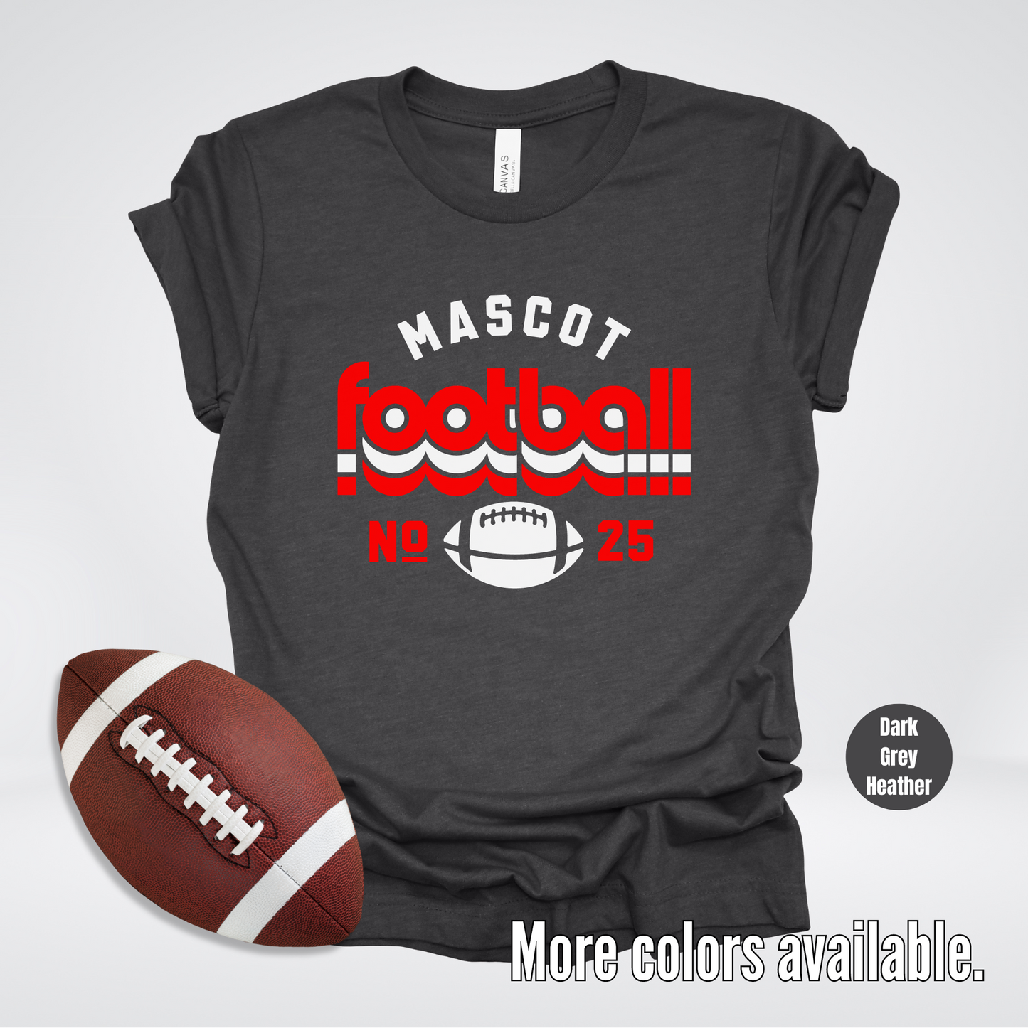 Custom Mascot & Number – Red Retro - Football Design 8 T-Shirt