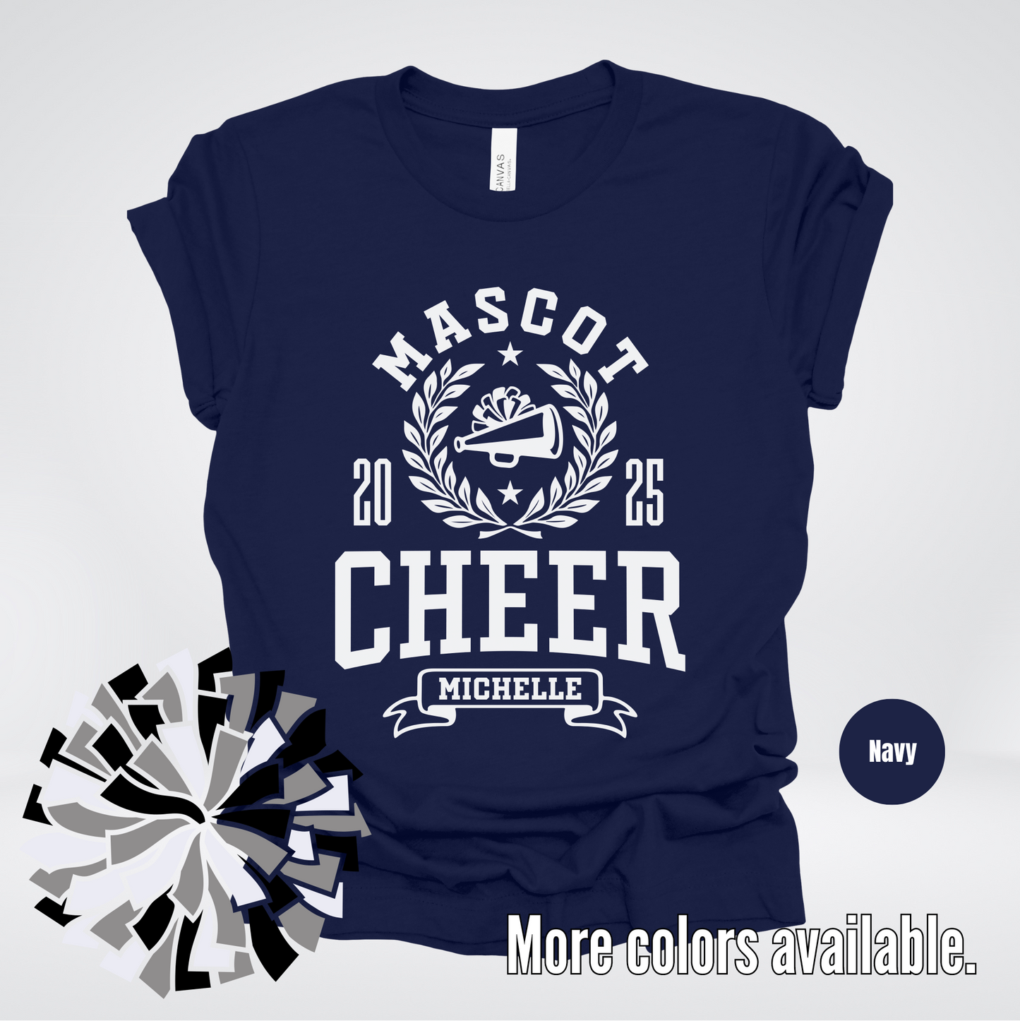 Custom Mascot, Year, & Name – White - Cheer Design 04 T-Shirt