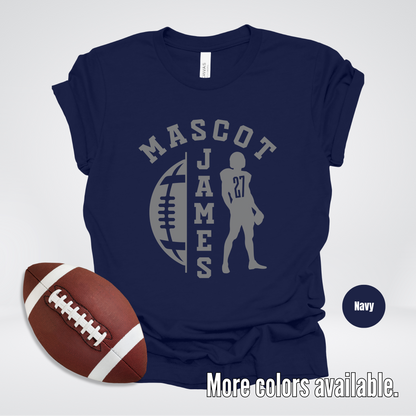 Custom Mascot, Number, & Name - Gray - Football Design 27 T-Shirt