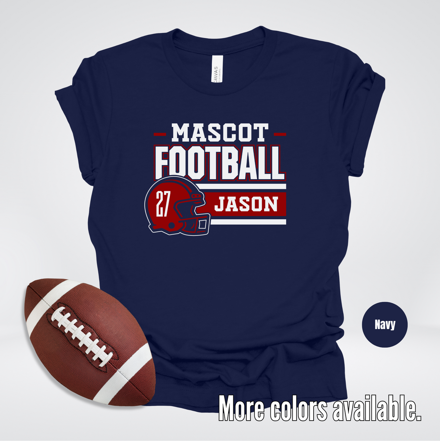 Custom Mascot, Number, & Name - Maroon - Football Design 25 T-Shirt