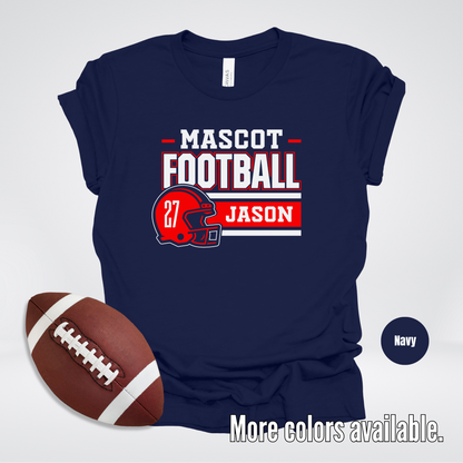 Custom Mascot, Number, & Name - Red - Football Design 20 T-Shirt