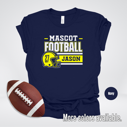 Custom Mascot, Number, & Name - Yellow - Football Design 21 T-Shirt