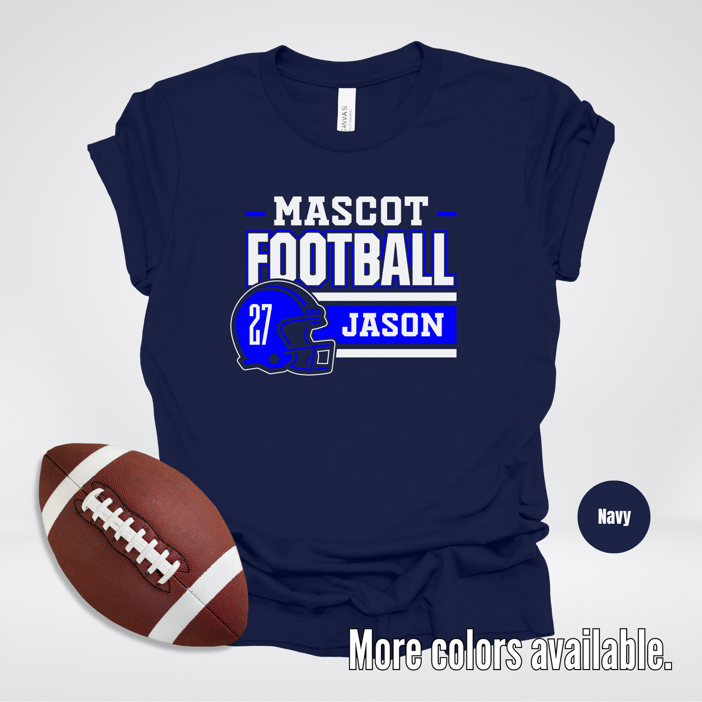 Custom Mascot, Number, & Name – Blue - Football Design 19 T-Shirt