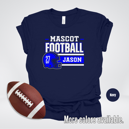 Custom Mascot, Number, & Name – Blue - Football Design 19 T-Shirt