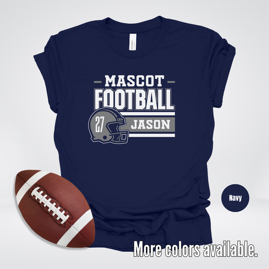 Custom Mascot, Number, & Name – Gray - Football Design 17 T-Shirt