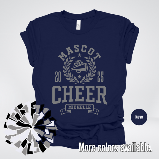 Custom Mascot, Year, & Name – Gray - Cheer Design 08 T-Shirt