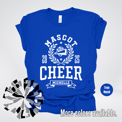 Custom Mascot, Year, & Name – White - Cheer Design 04 T-Shirt