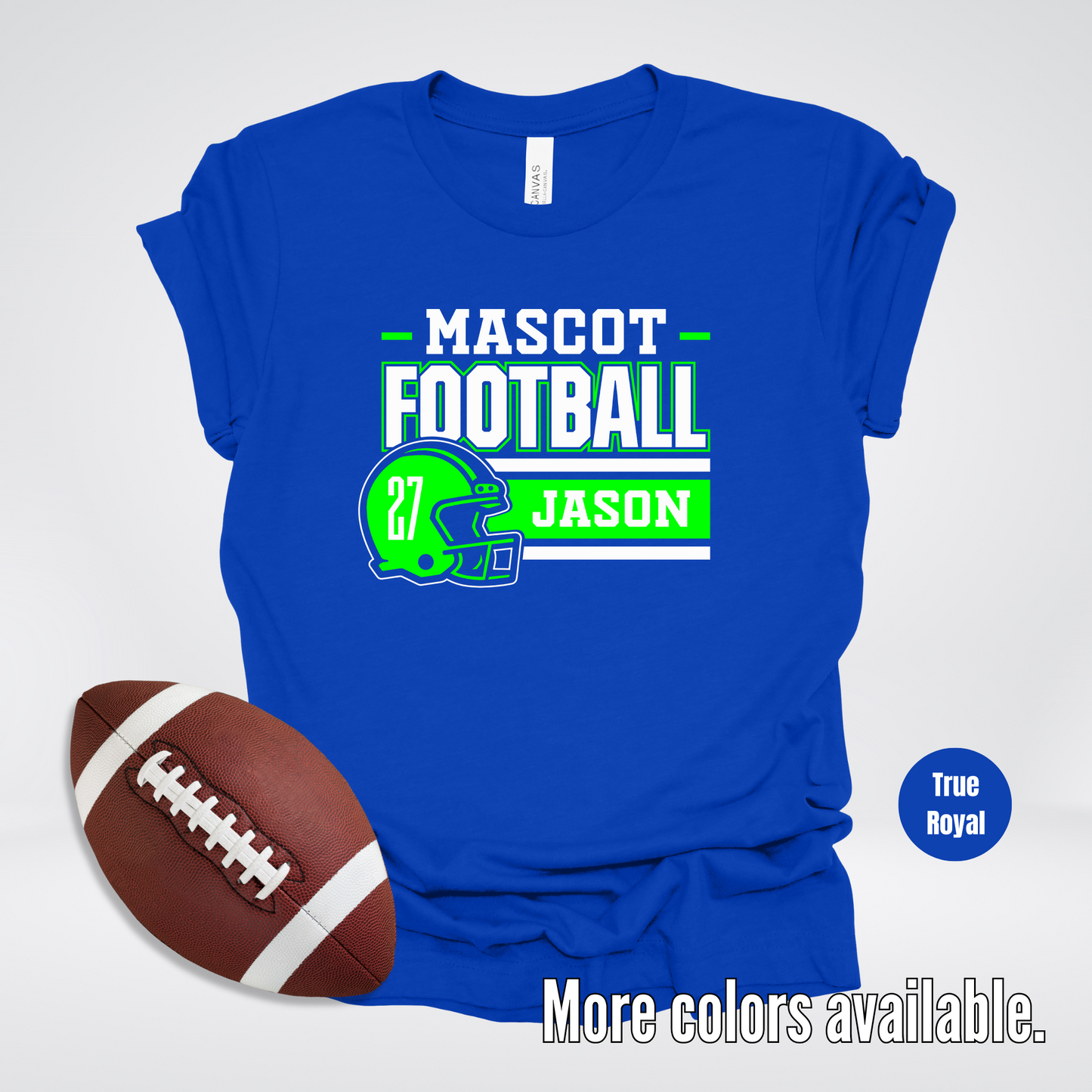 Custom Mascot, Number, & Name - Green - Football Design 24 T-Shirt