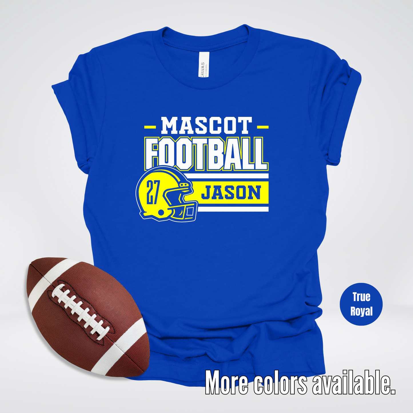 Custom Mascot, Number, & Name - Yellow - Football Design 21 T-Shirt