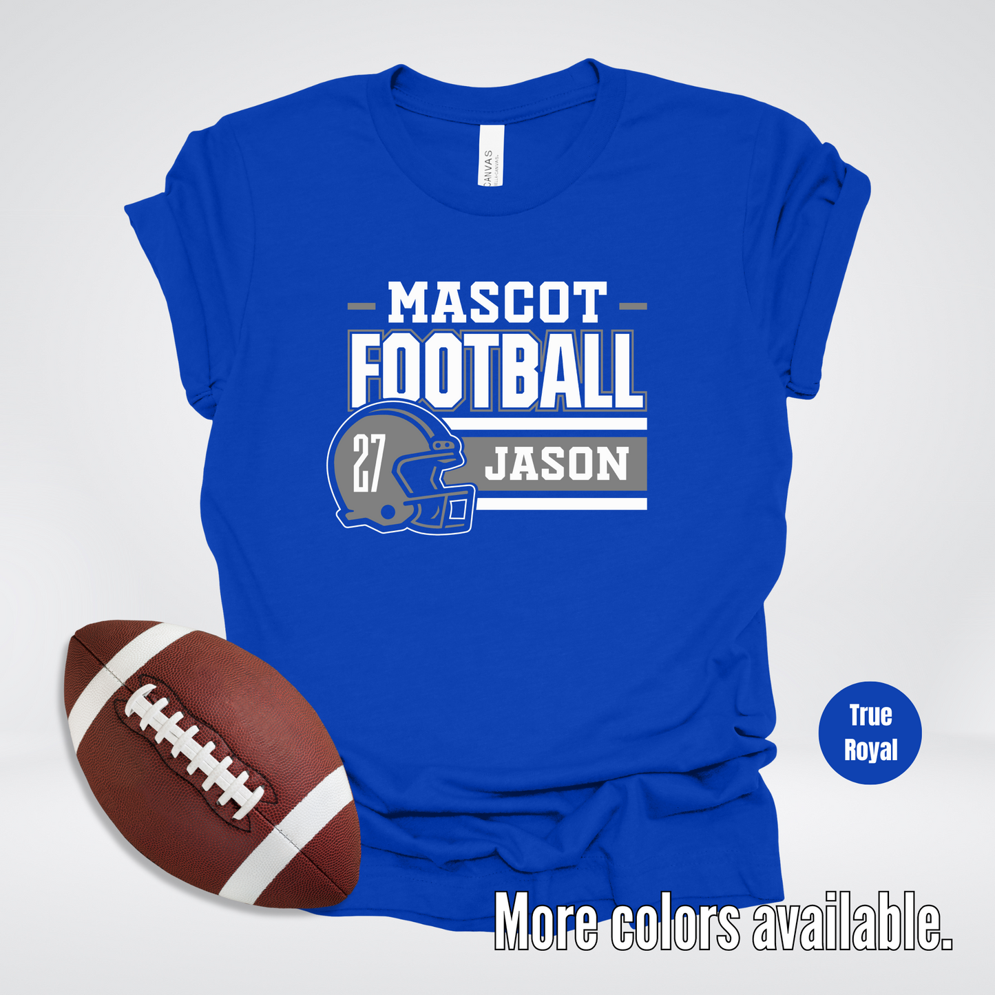 Custom Mascot, Number, & Name – Gray - Football Design 17 T-Shirt