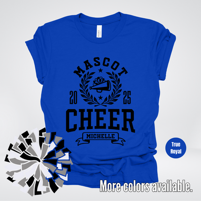 Custom Mascot, Year, & Name – Black - Cheer Design 07 T-Shirt