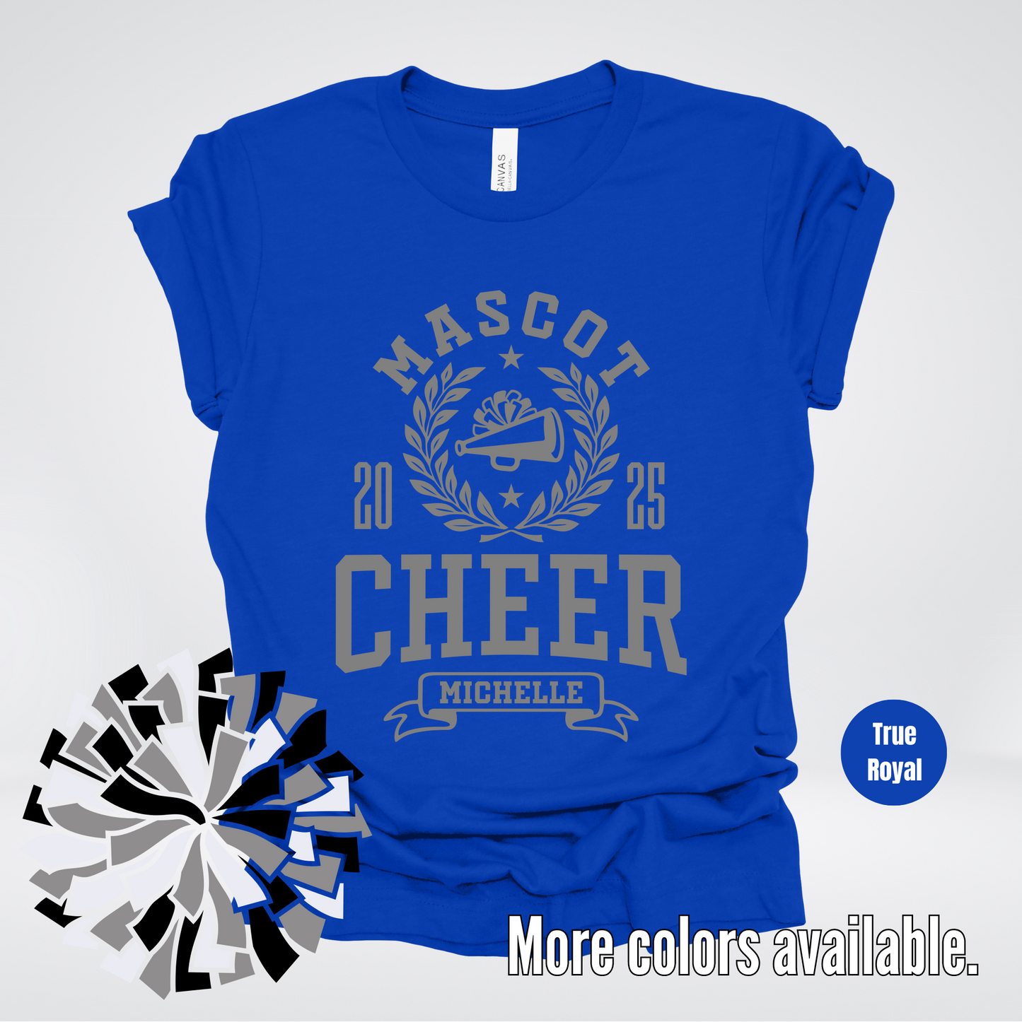 Custom Mascot, Year, & Name – Gray - Cheer Design 08 T-Shirt