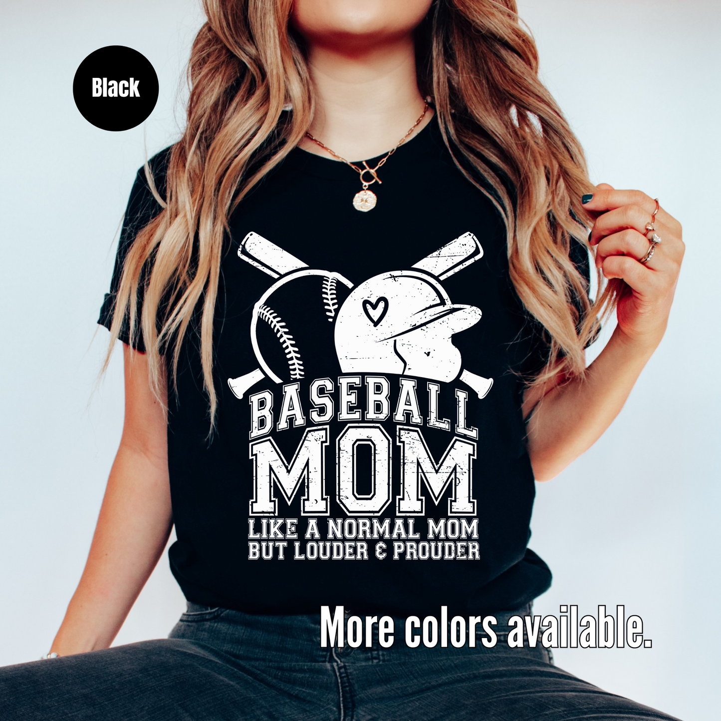 Baseball Mom Louder And Prouder Distressed White Softstyle T-Shirt