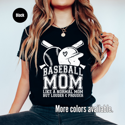 Baseball Mom Louder And Prouder Distressed White Softstyle T-Shirt