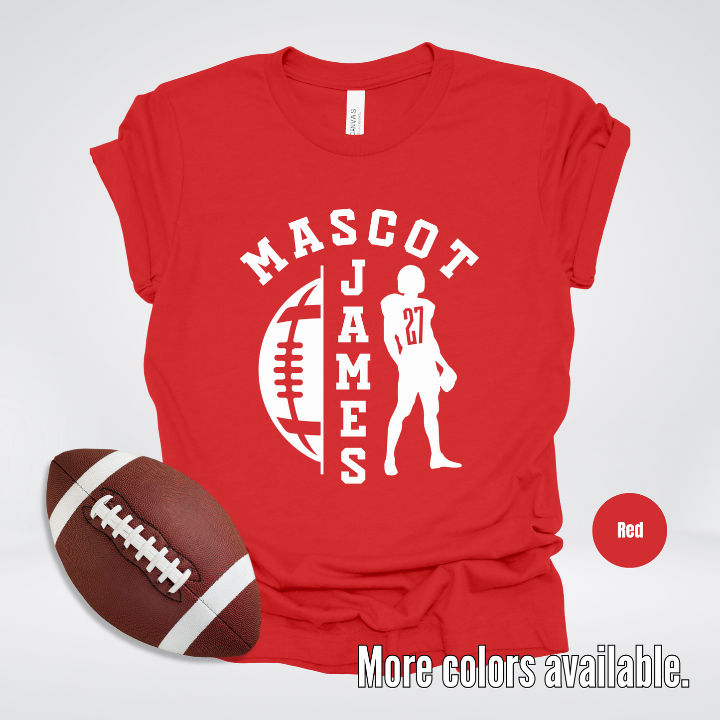 Custom Mascot, Number, & Name - White - Football Design 26 T-Shirt