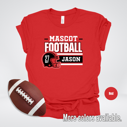 Custom Mascot, Number, & Name – Black - Football Design 18 T-Shirt