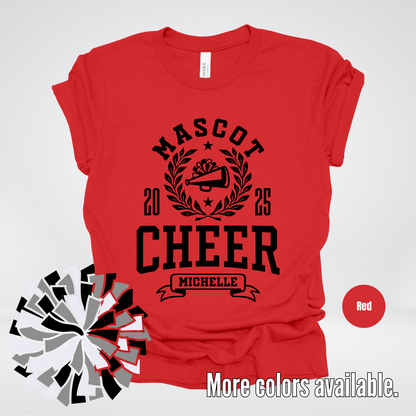 Custom Mascot, Year, & Name – Black - Cheer Design 07 T-Shirt