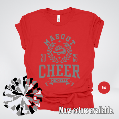 Custom Mascot, Year, & Name – Gray - Cheer Design 08 T-Shirt