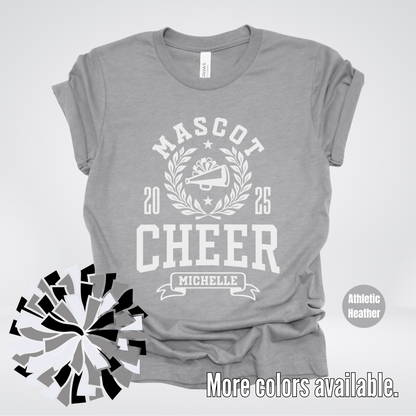 Custom Mascot, Year, & Name – White - Cheer Design 04 T-Shirt