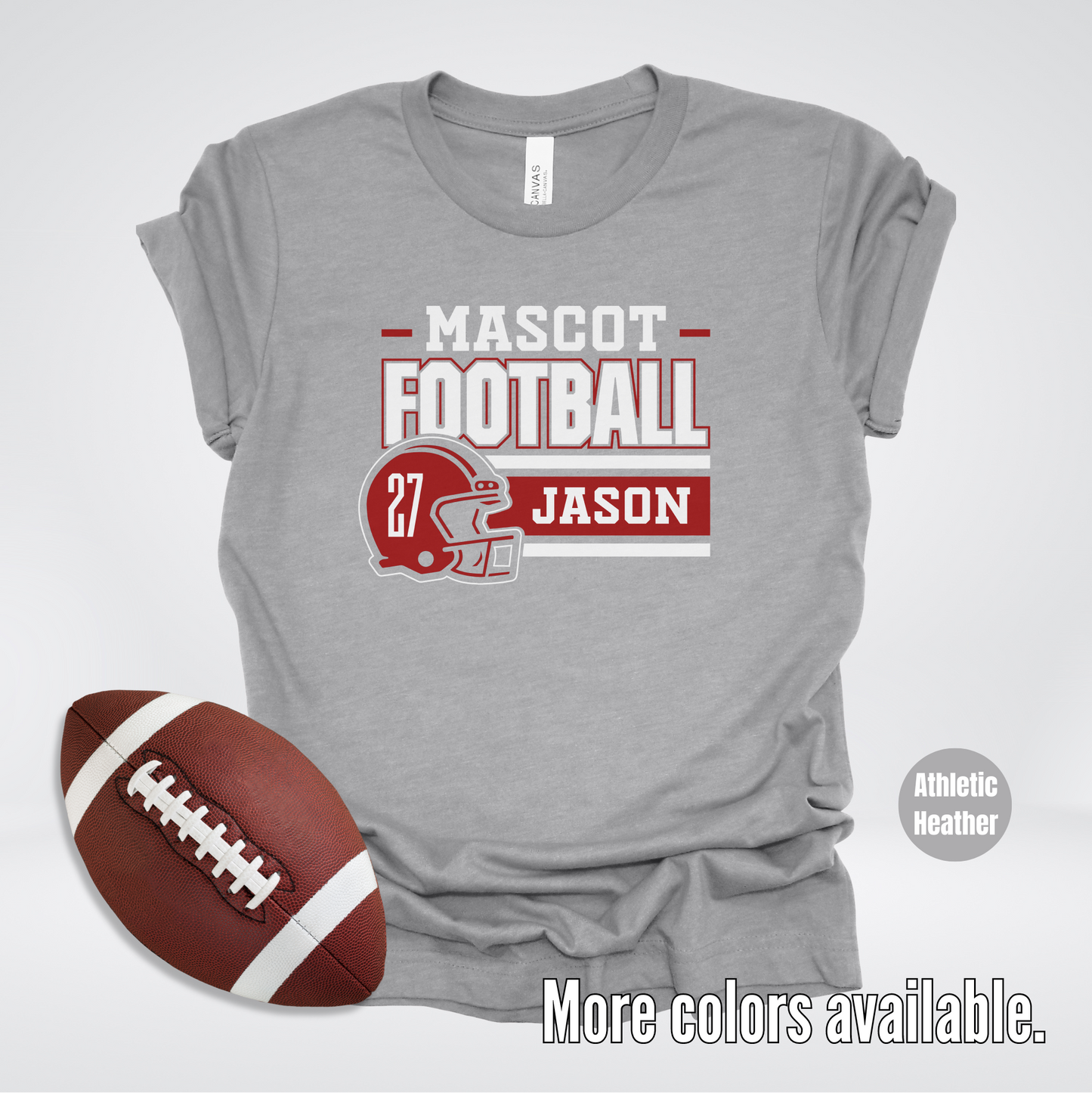 Custom Mascot, Number, & Name - Maroon - Football Design 25 T-Shirt