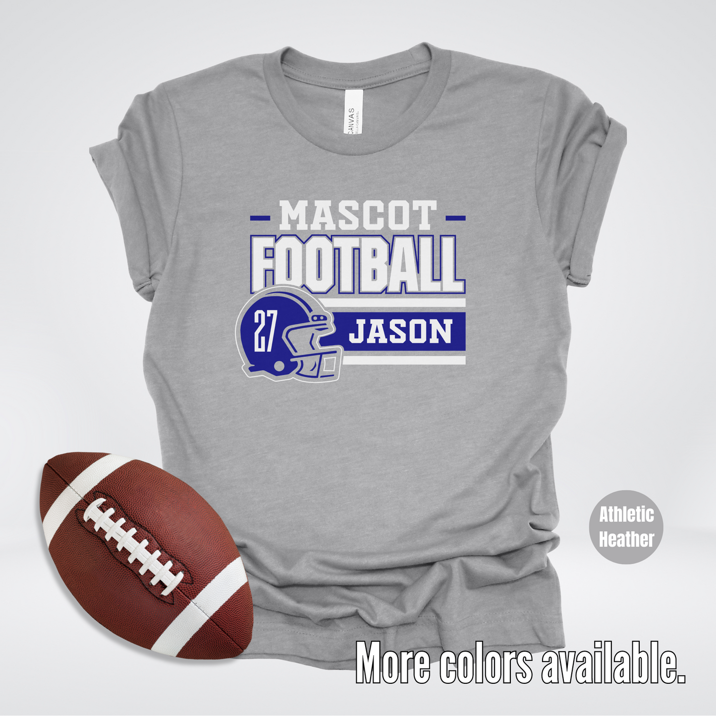 Custom Mascot, Number, & Name - Navy - Football Design 23 T-Shirt