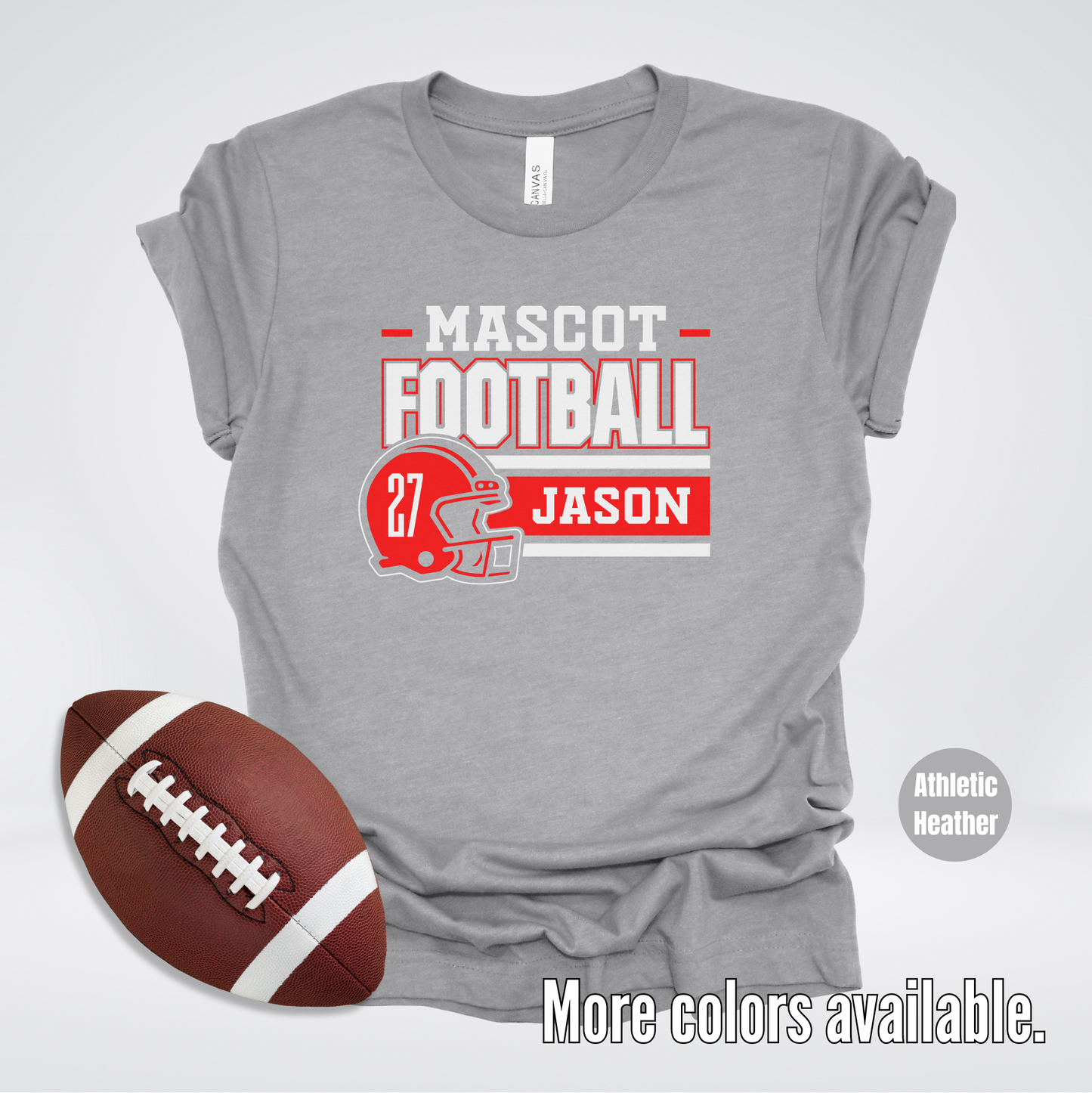 Custom Mascot, Number, & Name - Red - Football Design 20 T-Shirt