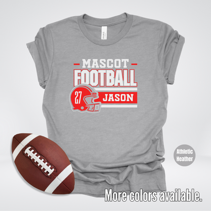 Custom Mascot, Number, & Name - Red - Football Design 20 T-Shirt