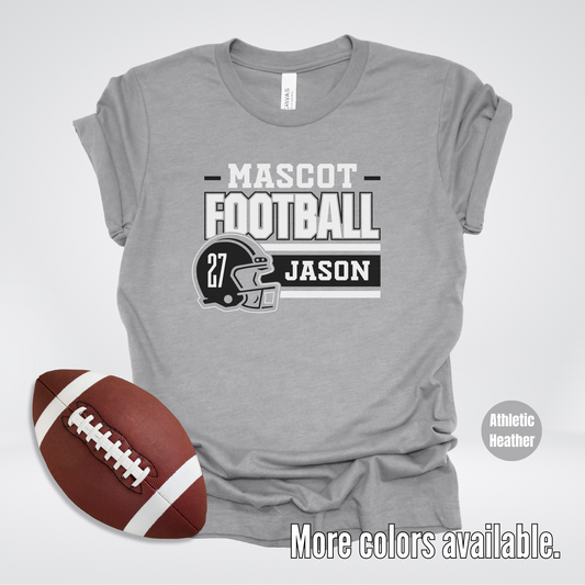 Custom Mascot, Number, & Name – Black - Football Design 18 T-Shirt