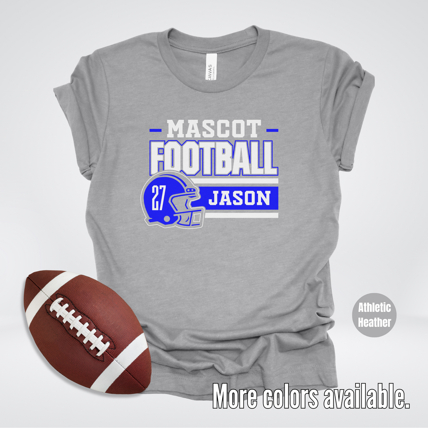 Custom Mascot, Number, & Name – Blue - Football Design 19 T-Shirt