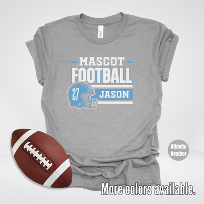 Custom Mascot, Number, & Name – Light Blue - Football Design 16 T-Shirt