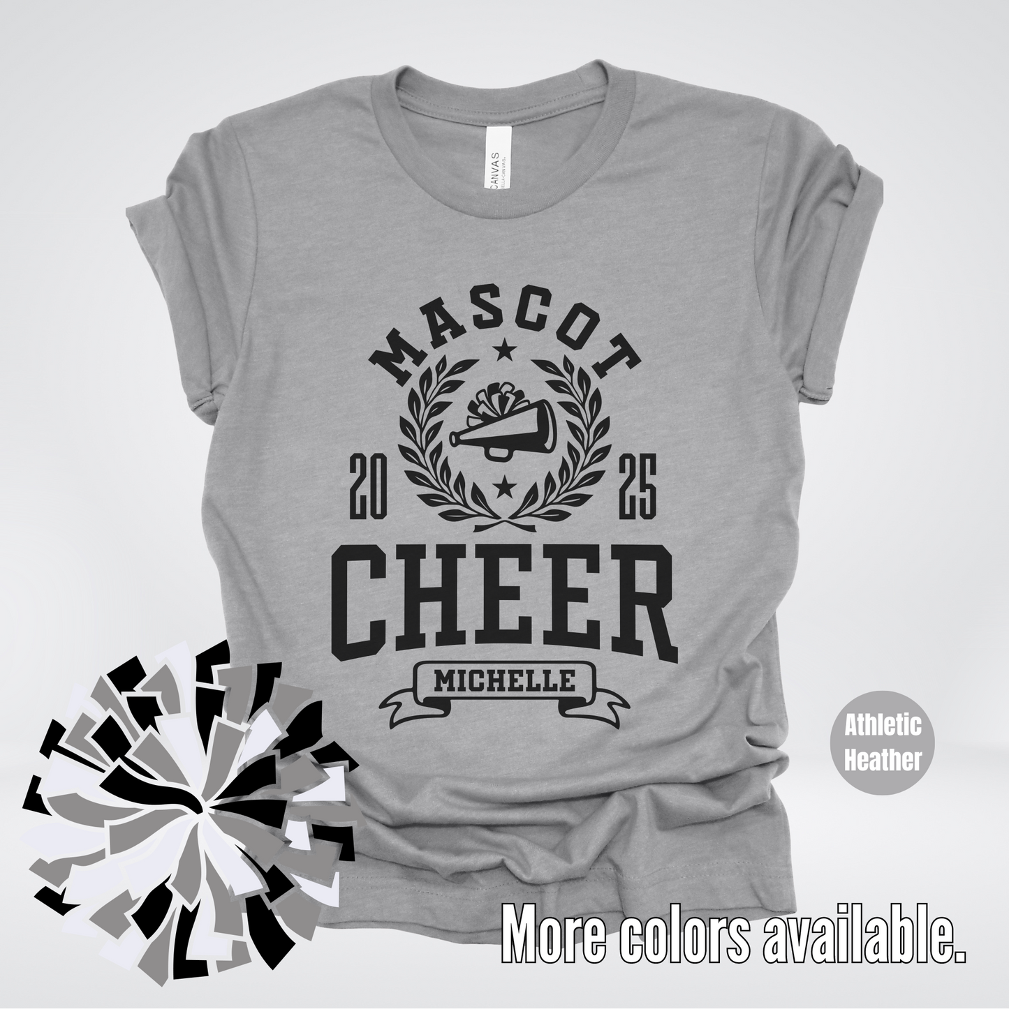 Custom Mascot, Year, & Name – Black - Cheer Design 07 T-Shirt