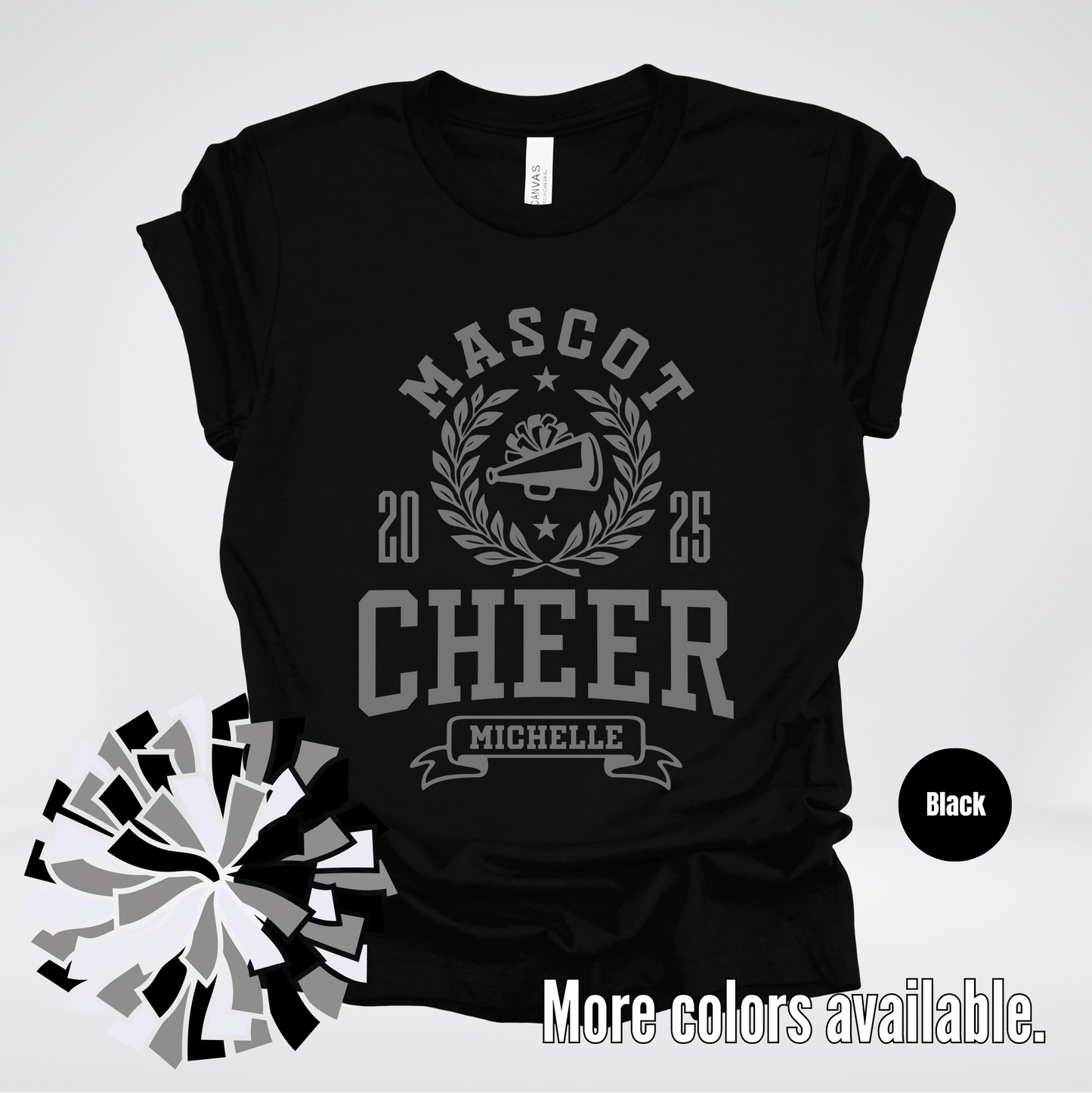 Custom Mascot, Year, & Name – Gray - Cheer Design 08 T-Shirt