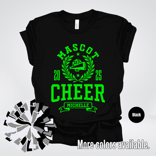 Custom Mascot, Year, & Name – Green - Cheer Design 09 T-Shirt