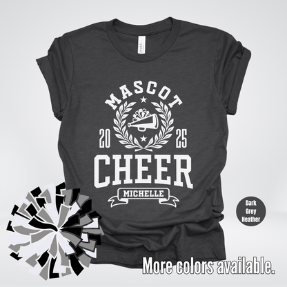 Custom Mascot, Year, & Name – White - Cheer Design 04 T-Shirt