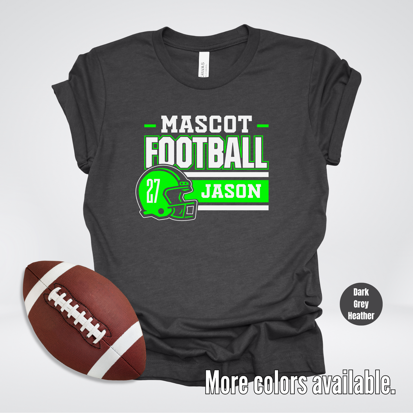 Custom Mascot, Number, & Name - Green - Football Design 24 T-Shirt