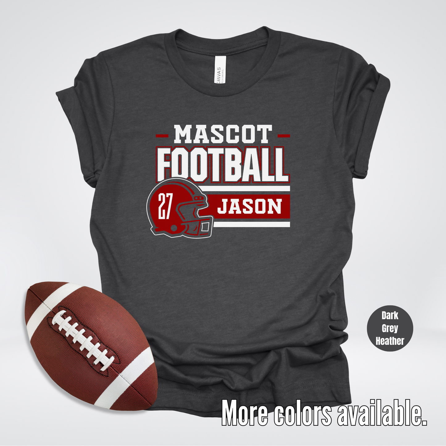 Custom Mascot, Number, & Name - Maroon - Football Design 25 T-Shirt