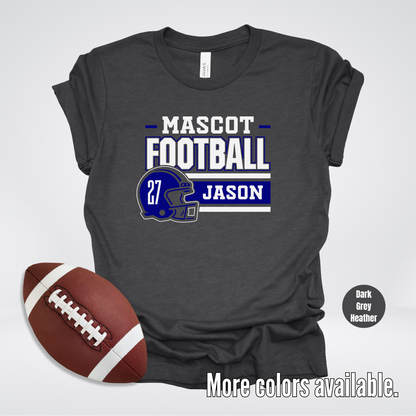 Custom Mascot, Number, & Name - Navy - Football Design 23 T-Shirt