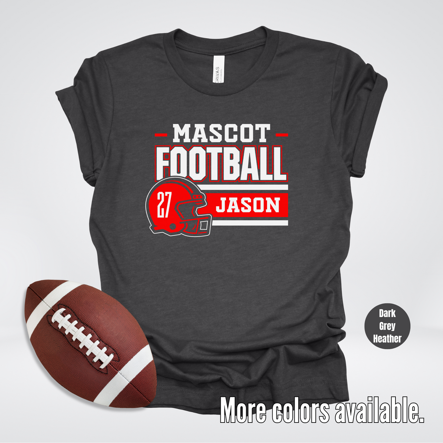 Custom Mascot, Number, & Name - Red - Football Design 20 T-Shirt